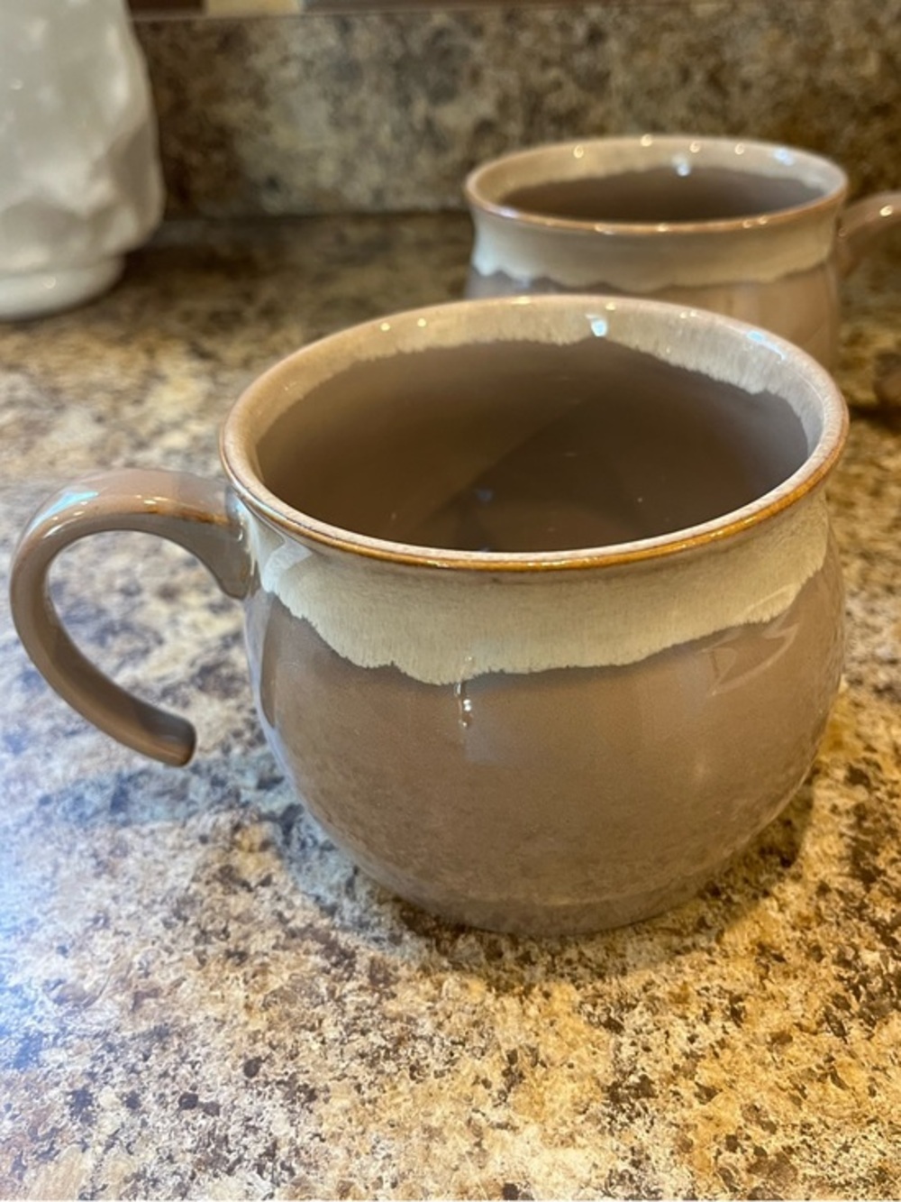 Pfaltzgraff Taupe and Cream Drip-Glaze Soup Mugs - Set of 2